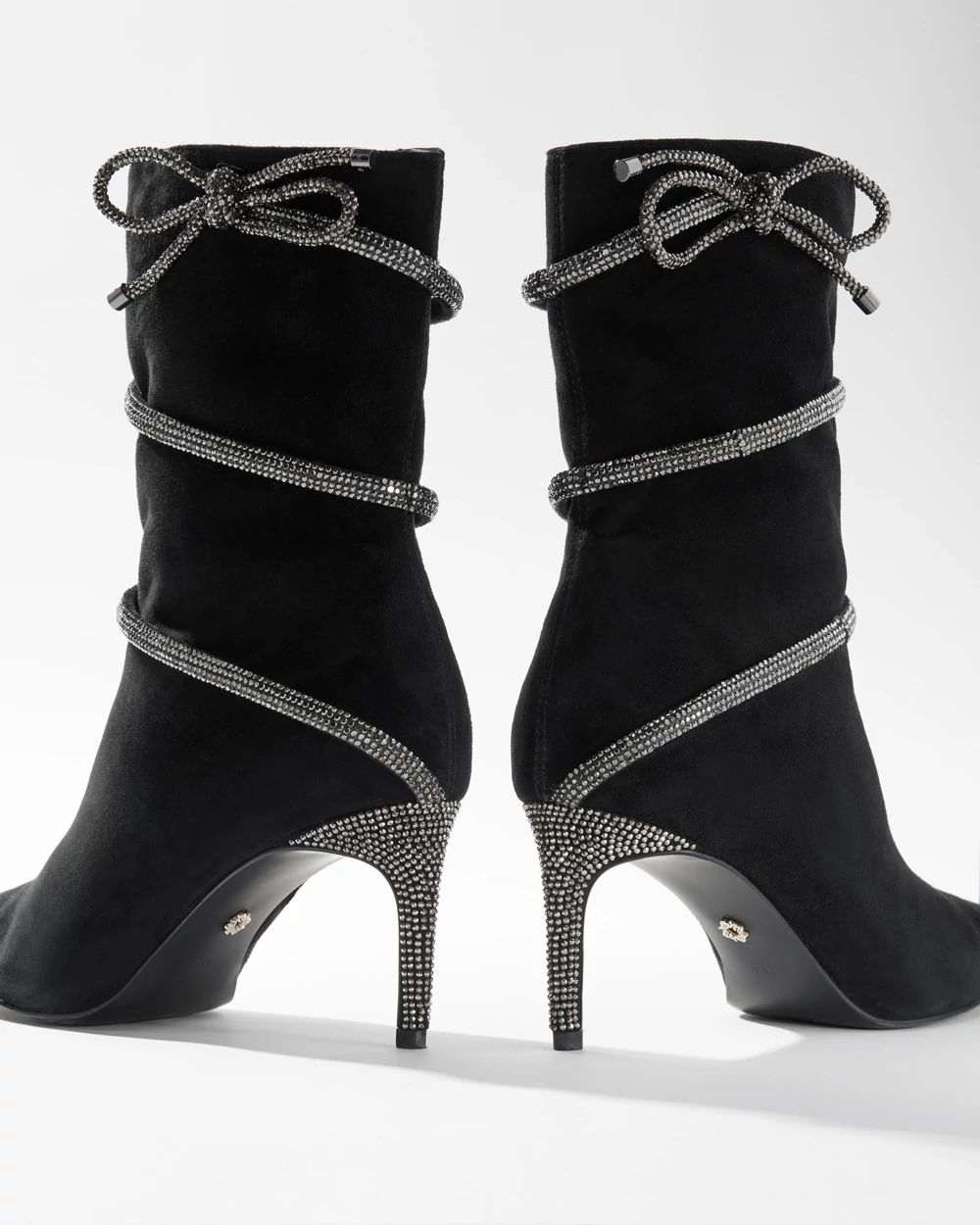 Embellished heel booties discount